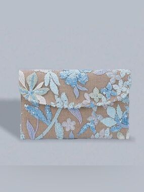Embroidered Sequin Floral Clutch